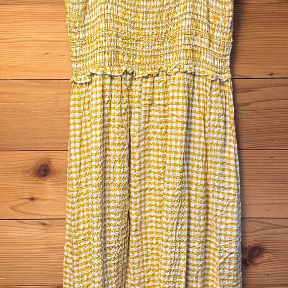 Mustard & Cream Gingham Ruffle Sleeves Maxi Dress - Picture 3 of 5